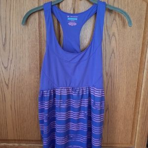 WOMENS TEK GEAR YOGA Wicking PURPLE STRIPE KNIT SHELF BRA TANK TOP SIZE …